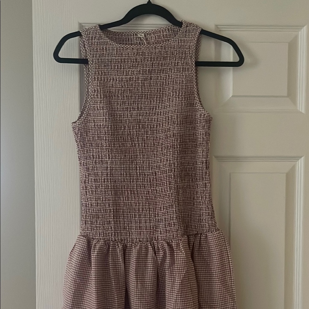 ZARA organic cotton Gingham Midi dress